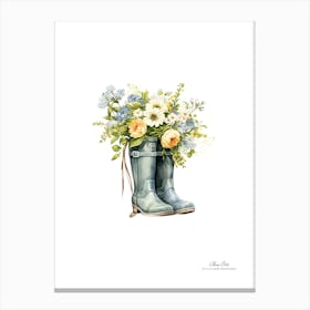 Rain Boots And Flowers Canvas Print
