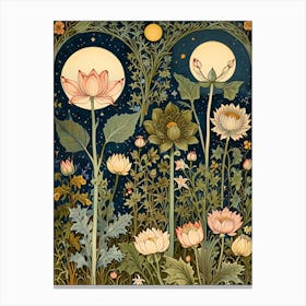 William Morris Lotus Flowers At Night Canvas Print