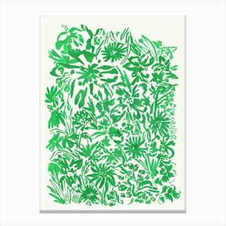 Green Full Flowers Canvas Print