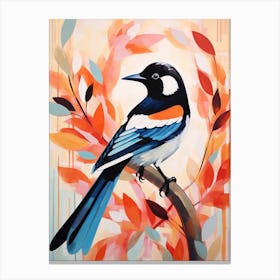 Bird Painting Collage Magpie 4 Canvas Print