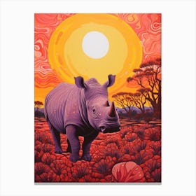 Sunset Geometric Pink Rhino 3 Canvas Print