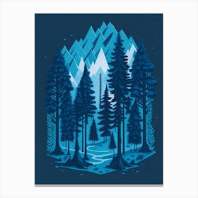 A Fantasy Forest At Night In Blue Theme 61 Canvas Print