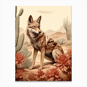 Red Wolf Vintage Style 3 Canvas Print