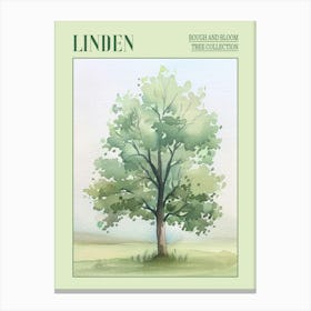 Linden Tree Atmospheric Watercolour Painting 1 Poster Canvas Print