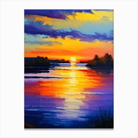 Sunrise Over Lake Waterscape Impressionism 1 Canvas Print