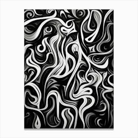 Joy Abstract Black And White 3 Canvas Print