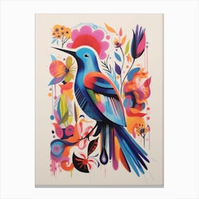 Colourful Scandi Bird Hummingbird 3 Canvas Print