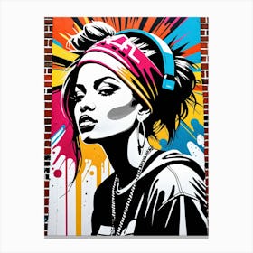 Graffiti Mural Of Beautiful Hip Hop Girl 52 Canvas Print