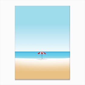 Red Umbrella On The Beach Canvas Print