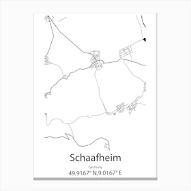 Schaafheim,Germany Minimalist Map Canvas Print