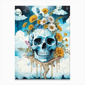 Surrealist Floral Skull Painting (55) Canvas Print