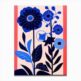 Blue Flower Illustration Gerbera Daisy 1 Canvas Print