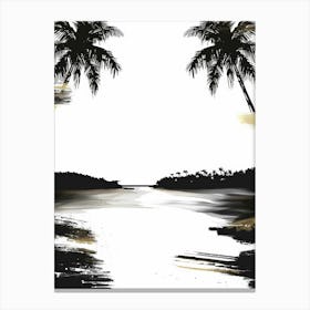 Black And White Of Palm Trees Canvas Print