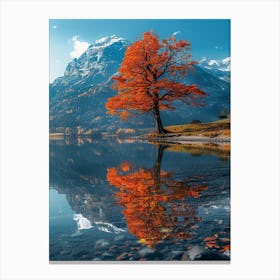 Autumn Tree Reflected In A Lake Canvas Print