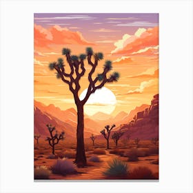 Joshua Tree At Sunset In Nat Viga Style (3) Canvas Print