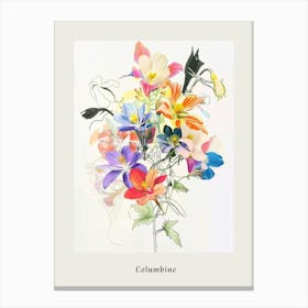 Columbine 2 Collage Flower Bouquet Poster Canvas Print