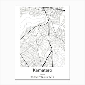 Kamatero,Greece Minimalist Map Canvas Print