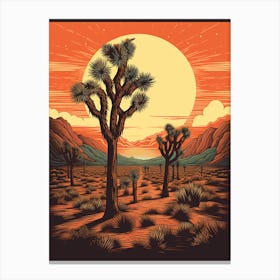  Retro Illustration Of A Joshua Trees At Dusk In Desert 3 Canvas Print