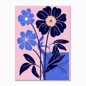 Blue Flower Illustration Asters 2 Canvas Print
