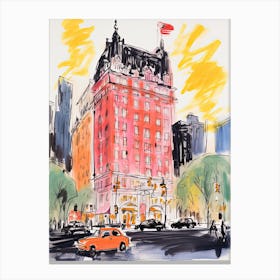 The Plaza Hotel   New York City, New York   Resort Storybook Illustration 3 Canvas Print