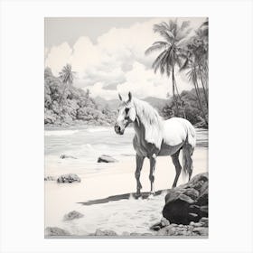 A Horse Oil Painting In Anse Source D Argent, Seychelles, Portrait 4 Canvas Print