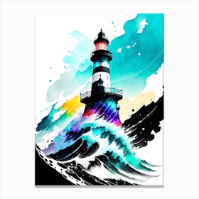 Lighthouse In The Ocean 7 Canvas Print