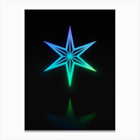 Neon Blue and Green Abstract Geometric Glyph on Black n.0137 Canvas Print