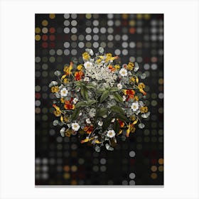 Vintage Elderberry Flowering Plant Flower Wreath on Dot Bokeh Pattern n.0409 Canvas Print