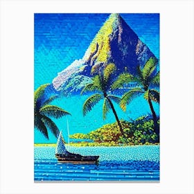 Bora Bora French Polynesia Pointillism Style Tropical Destination Canvas Print