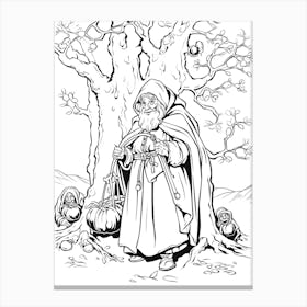 The Dark Forest (Snow White And The Seven Dwarfs) Fantasy Inspired Line Art 1 Canvas Print