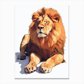 Barbary Lion Resting In The Sun Clipart 4 Canvas Print