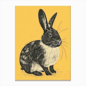 Chinchilla Blockprint Rabbit Illustration 1 Canvas Print