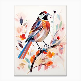 Bird Painting Collage Sparrow 8 Canvas Print