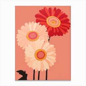 Gerbera Daisies Flower Big Bold Illustration 3 Canvas Print