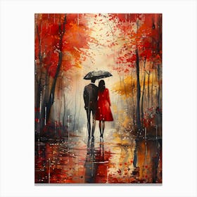 Couple In The Rain Canvas Print