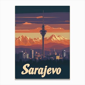 Aihrgdesign A Retro Travel Poster For Sarajevo 2 Canvas Print