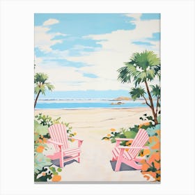 Pink Adirondack Chairs on Malibu Beach Canvas Print