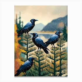 Crows In Winter Canvas Print