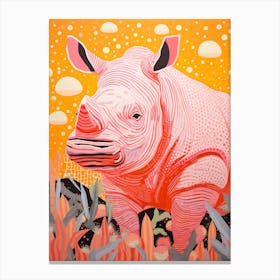 Pink Abstract Geometric Rhino 1 Canvas Print