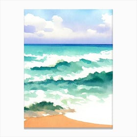 Noosa Main Beach, Australia Watercolour Canvas Print