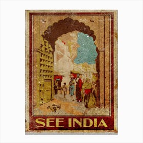 Vintage Travel Poster ― See India Canvas Print