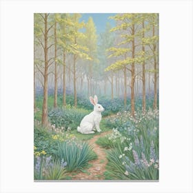 White Rabbit In The Spring Woods Canvas Print