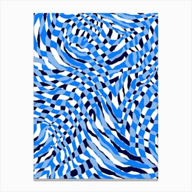 Op Art Checkerboard - Blue White Canvas Print