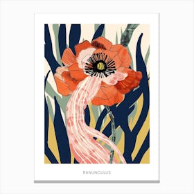 Colourful Flower Illustration Poster Ranunculus 3 Canvas Print