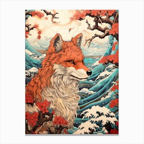 Red Fox Japanese Illustration 1 Canvas Print