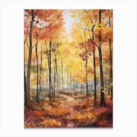 Autumn Forest Landscape The Forest Of Broceliande Canvas Print