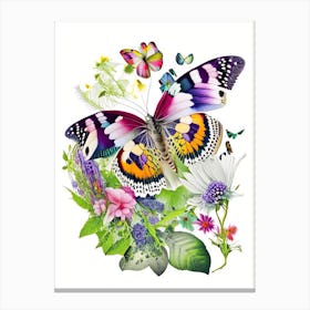 Butterfly In Garden Decoupage 2 Canvas Print