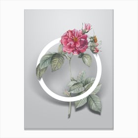 Vintage Pink Francfort Rose Minimalist Floral Geometric Circle on Soft Gray n.0323 Canvas Print
