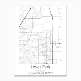 Loves Park,United States Minimalist Map Canvas Print