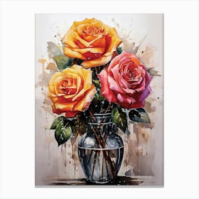 Roses In A Vase Canvas Print